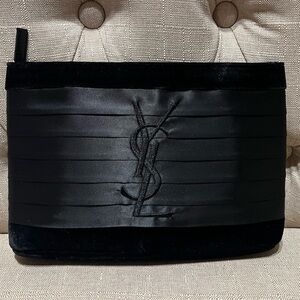 YSL black Purse Evening Bag Cosmetic Pouch.